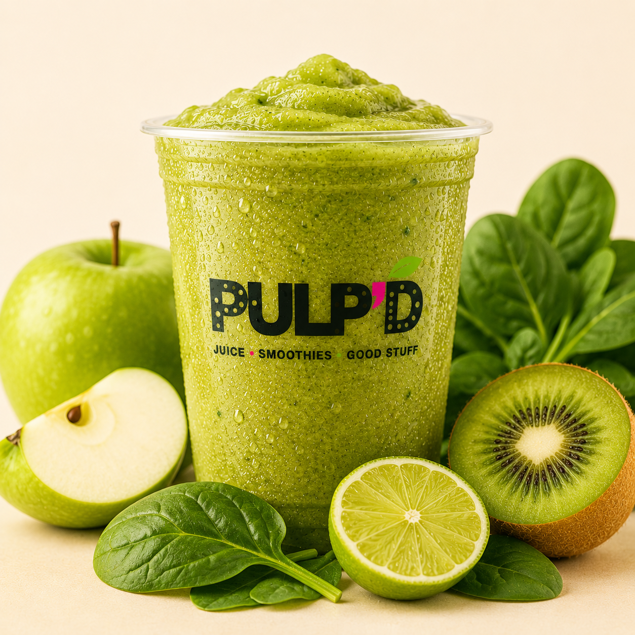 Green Machine smoothie with fresh fruit